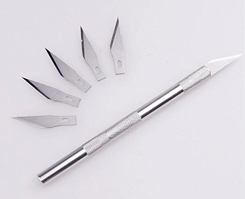 Preisvergleich Produktbild Bastelmesser + 5 Ersatzklingen - Modellbaumesser Skalpell Schnitzmesser Cutter Hobbymesser Präzisionsmesser von Modellbau Eibl®
