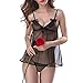 Produktbild TianWlio Damen Dessous Nachtwäsche Mode Sexy Frauen Sexy Dessous Spitze Babydoll V-Ausschnitt Nachtwäsche Unterwäsche aus Schulter Rock