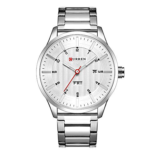 Preisvergleich Produktbild WYZQD Quarzuhr für Herren Mode Bewegung Analoge Uhr Edelstahlband Kalender wasserdicht Chronograph zum Geschäft Freizeit,E