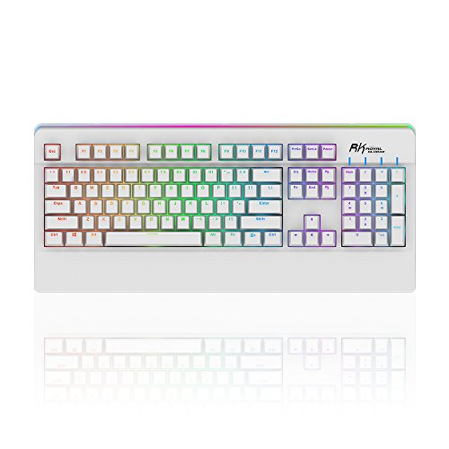 Preisvergleich Produktbild RK ROYAL KLUDGE PRO104 programmierbar RGB hintergrundbeleuchtet mechanisch Tastatur Gaming-Keyboard Blue-Switches, Anti-Ghosting, 4 Multimedia-keys einstellbar, mit USB-Kabel(weiß)