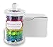 84 translucent bath pearls in a glass jar