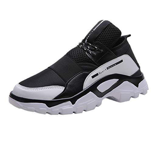 Lazzboy Sneakers Cross Trainer Men Running Fitness Sport Hiking Trekking Shoes(8 UK,White-Black)