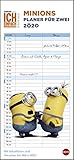 Minions Planer für zwei. Wandkalender 2020. Monatskalendarium. Spiralbindung. Format 16 x 34,7 cm by