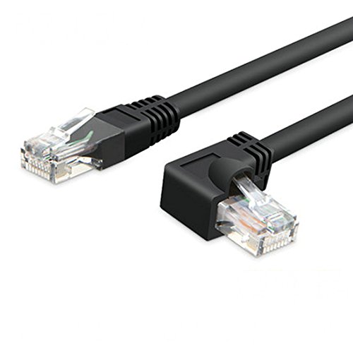 90 Grad Cat6 Ethernet Kabel, ArtMK Vernetzung Crystal Head Internet Katze 6 Kabel Interconnect Computer PC Router, Drucker, XBox, PSP ect- Universal RJ45 Steckverbinder, Netzwerk GbE Patch Lan Schwarz - 5