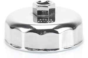 Esoldnic 84mm 14 Flutes Oil Filter Socket Oil Filter Cap Wrench Tool Universal Chrome Plated Steel Oil Filter Removal Tool Compatible with Mercedes Dodge and Jeep 3.0L Diesel Engines