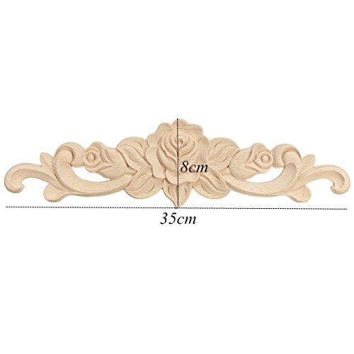 2pcs Holz Schnitzerei Schrank Möbel Ecke Verziehrung Ornament Holzornamente Handgemacht 35*8cm - 6