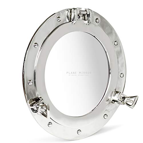 Nagina International Premium Silver Lined Aluminum Nickel Coated Nautical Ship's Porthole Window ! Maritime Wall Decor Mirror | Exclusive Christmas Present (11 Inches, Mirror)
