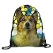 Produktbild gthytjhv Borsa da trasporto Welsh Corgi Dog Glare Beautiful Background Men Women Drawstring Backpack Travel Bag Lightweight Unique 16.9x14.2