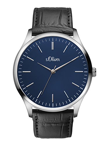 s.Oliver Time Herren Chronograph Quarz Uhr mit Leder Armband SO-3338-LQ