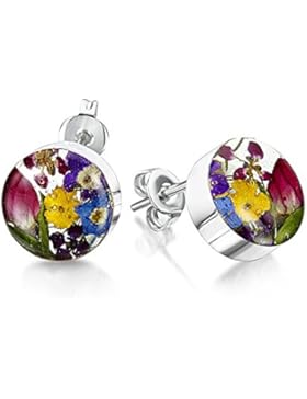 TF Flower: runde Ohrstecker mit Blumen im Blumenmix, Sterling-Silber 925