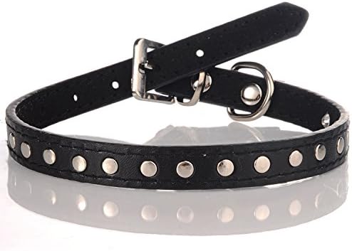 LOVPE,Dog Collar,Cow suede Diamond Crystal Leather Dog travel walks [Adjustable Collars for Dogs] Neck 11~14 inch (S, Black)