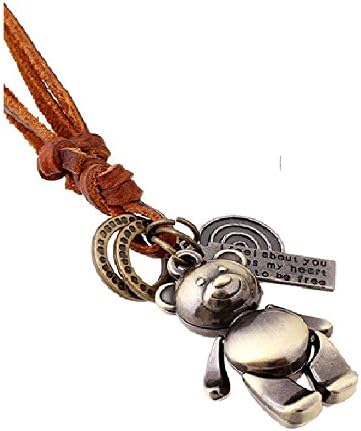 Xinmaoyuan Wedding Jewelry Jewelry In Europe And America The First Layer Leather Necklace Bronze Leather Necklace Big Bear Hyacinth Necklace , Bear Wedding Gift Birthday Present Holiday Gift