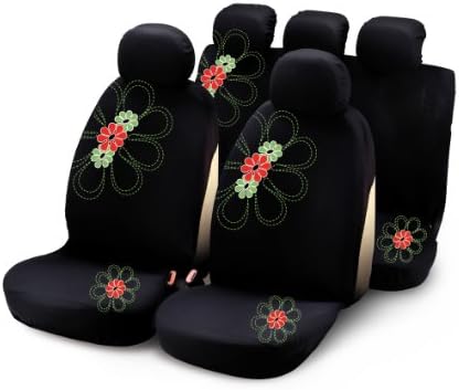 Bottari SpA 29018 My Spring Flower Car Covers - Black/Green/Red (9 Pieces)