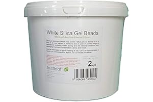 Trustleaf 2kg, 4.4lbs Tub White Silica Gel Desiccant, 2-4mm Beads - Dehumidify - Flower Drying - 3D Printing - Storage