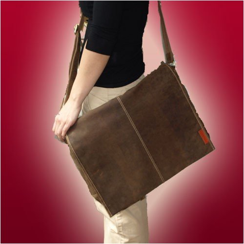Laptoptasche   Messenger-Bag aus ge  ltem Buffalo-Leder - Extremely rugged Outback Wear  Farbe Dark Muskat