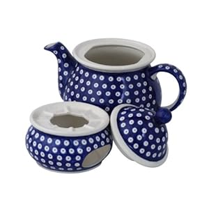Boleslawiec Pottery Teapot 1.7 L with Warmer, Original Bunzlauer Keramik, Decor 42
