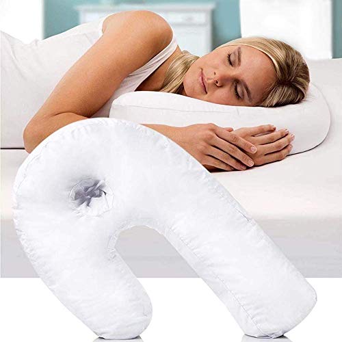 CAIGOGOO Almohada en Forma de U bucal antirronquidos Mejor para Oreja, Dolor de Cuello, Hombro molestias, algodón poliéster (Blanco)