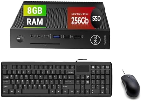 Dell Wyse 5070 Mini Desktop Computer PC, Intel Pentium Silver J5005 1,5 GHz, 8 GB RAM, 256 GB SSD, USB WiFi, Bluetooth, supporto 4K, tastiera e mouse US QWERTY Windows 11 Pro (ricondizionato)