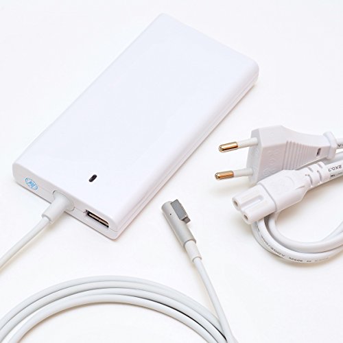 one38 UltraSlim Netzteil 60W für MacBook Air, MacBook und MacBook Pro mit MagSafe L Stecker (groß) | USB-Anschluss zum Laden von Smartphones, Tablets, etc. z.B. iPhone 6 | 60W Leistung | Ladegerät Ladekabel Reisenetzteil mit Eingangsspannungsbereich 110~240V | Für MacBook Air (2008-2011), MacBook und MacBook Pro (2006-2012) | Ersetzt unter anderem A1184, A1330, A1334 und A1344