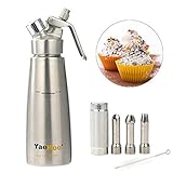 YaeKoo 1 Pint/0,5 Liter ALLE Edelstahl Profi Sahnespender