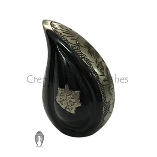 Falling Leaves Andenken schwarz Tropfenform Urne, klein Tropfenform Beerdigung Urns für Asche UK