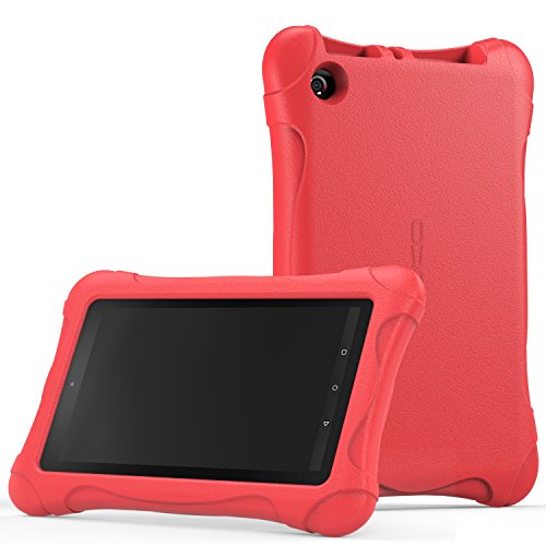 MoKo Fire 7 2015 Hülle - Superleicht EVA Stoßfest Kinderfreundlich Kinder Schutzhülle für Amazon Fire 7.0 Zoll (5. Generation - 2015 Modell), Rot