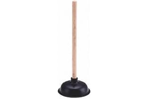T&B ENTERPRISE Large Black Toilet Plunger 150mm 6 Inch Cup with 430mm 17 Inch Handle, Drain Sink Plunger Toilet Pump Unblocker, Strong Suction of Black Rubber Cup with Wooden Handle Drain Cleaner Clear All Blocked