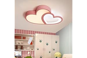 LFOUTE Lampa Sufitowa LED Kształcie Serca Nowoczesna Lampa Dziecięca Chłopcy Dziewczęta Lampa Do Sypialni Możliwość Przyciemniania Akrylowy Salon Jadalnia Pokój Dziecięcy Lampa Wisząca,Pink