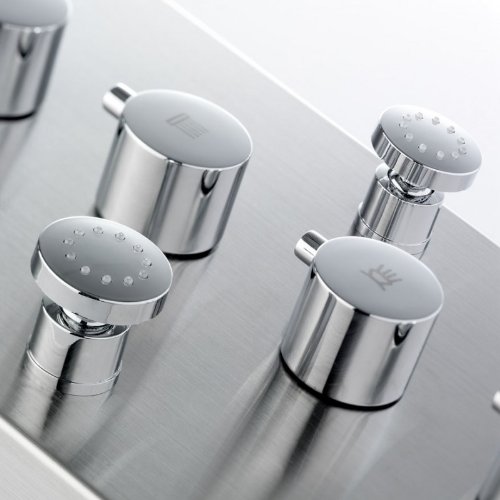 Luxus XXL Edelstahl Duschpaneel mit 6 Hydro Massagejets & Wasserfall - 3