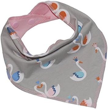 Baby girl swans reversible dribble bib bandana for baby girls teething, feeding, handmade with absorbent cotton adjustable with plastic snaps, fits newborn infant and toddler