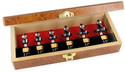 ENT 6-tlg. HW Oberfräser Abrundfräser Set mit Kugellager – R2 – 3 – 4 – 6 – 8 – 10 mm – Schaft Ø 8 mm - 2