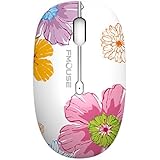 TENMOS M101 Wireless Mouse 2.4G Cute Silent Optical Travel Mice with USB Receiver for Notebook/PC/Laptop/Computer/Macbook ,DPI 1600,3 Buttons(Flower)