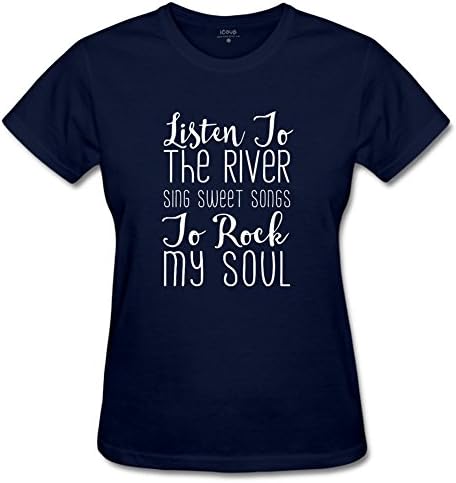 Fkhaos Women's Limited Edition - Listen To The River Crew neck T-shirt S Navy Blue