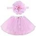Produktbild iEFiEL Foto Fotografie Outfits Baby Kostüm Tütü Rock Pettiskirt Mädchen Blumen Stirnband (Rosa B)