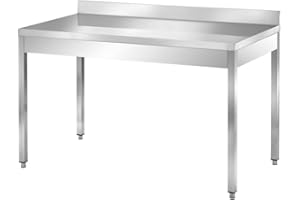 TECNA FOOD Tavolo da lavoro in acciaio INOX con ALZATINA per cucine professionali bar hotel - profondità 70 cm - altezza 85 cm regolabile (180x70x85cm)