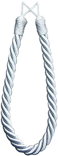 ShawsDirectKnightsbridge Thick Twist Rope Tie Backs, 60cm / 24", Available in a Variety of Colours (Silver)