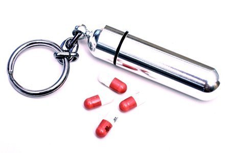 Aluminium Money Pill Holder Keyring Keychain Waterproof Brand New by Merry Harry