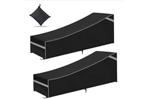 DEVENIRRICHE 2er Pack Gartenliege Abdeckung mit Reflektierenden Streifen, 200x70x40/75cm Sonnenliege Schutzhülle mit 4 Winddichte Schnalle, Schwerlast 210D Oxford Gewebe Schutzhülle für Liegestuhl Deckchair