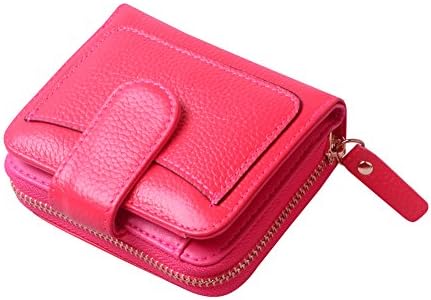 Xiyude Cowhide Wallet, Folding Womens Genuine Leather wallet with Spacious Zipper coin/changes Wallet Hot Purse &amp; Money Clip Holds 8 Cards (Rose)