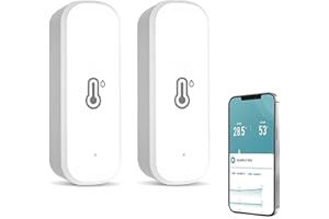 CUOTUO Wifi Tuya Smart Temperature and Humidity Sensor, Smart Hygrometer Thermometer for Alert, No Hub Required, Compatible with Alexa and Google Home, for Home, Baby, Garages, Intelligent Linkage