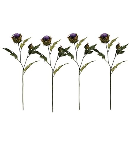 Zukuco 3 Stems Artificial Thistle Flowers 3 Branch Real Touch Blue Decor 26 Inch Size Rustic Spray Eryngium Sea Holly Wedding Bouquet Centerpiece Blue