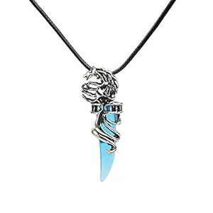 CHOP MALL Spear Wolf Tooth Fang Bule Pendant Chain Necklace for Boy/Men/Father/Anniversary Gift