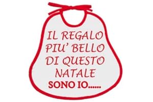 BUBABÙ Bavetta Neonato, Bavaglino Natalizio "LE FRASI DEL NATALE", 24x24 cm con laccetti (IL REGALO)