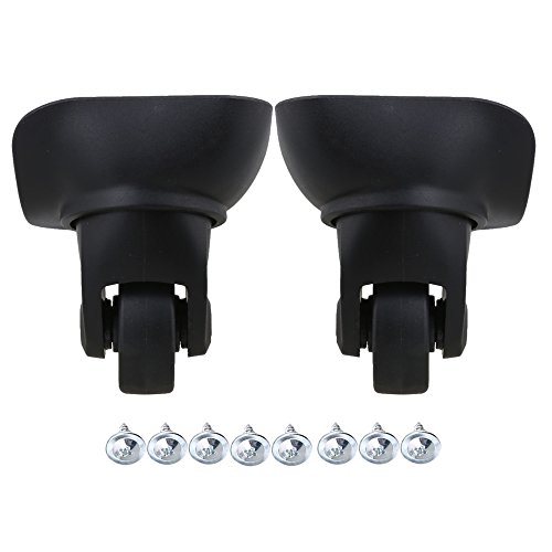 BQLZR Negro 7.8x8.1x4cm De pl¨stico grandes izquierda y derecha ruedas de equipaje DIY paquete de reemplazo de 2