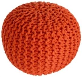 Nattiot Children Room 100% Hand Crochet Cotton Knitted Pouf Lili – Beanbag/Mandarin Orange Size 30 x 20 x 30 cm Polystyrene Balls Filling Nice Comfortable and Quality
