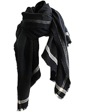 XXL Damen Schal Tuch Halstuch Poncho Wolle Pashmina in Farbe Grau Schwarz Größe 200cm x100cm von DesiDo®