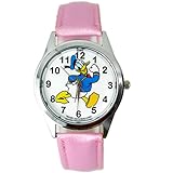 taport® DONALD DUCK Quarzuhr Disney Pink Leder Band + Gratis Ersatz Batterie + Gratis Geschenkverpackung