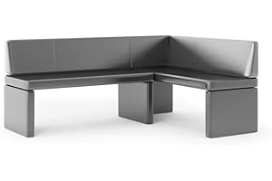 ‎GREKPOL GREKPOL Eckbank Olga Küchenbank Sitzecke Kunstleder pflegeleicht (Grau rechts, 128x168cm)