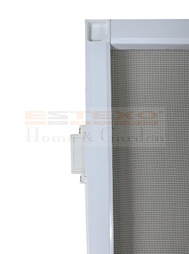 Fliegengitter Tür Größe und Farbe wählbar – Insektenschutz Alurahmen Fliegenschutz Mückenschutz weiß braun (120 x 240 cm, Weiß) - 7