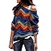 Produktbild Kingko® Damen Herbst Trägerlos Lose Oversize Langarm Top Sweatshirt Gestreift Pullover Rundhalsausschnitt Warmer aus Wolle Oversized Winter Kaschmir Pullover (XXL, Blau)
